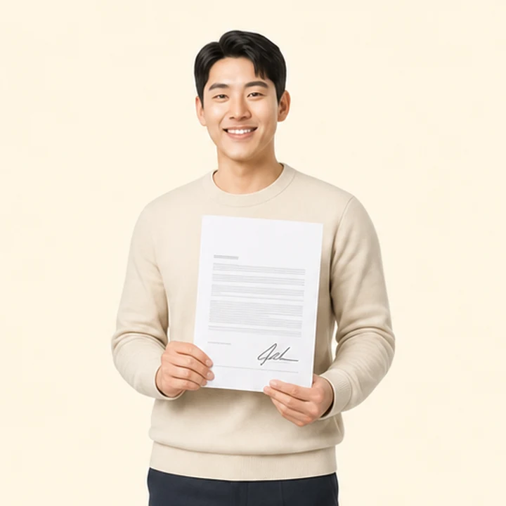 저신용자 장기렌트 서면 견적서를 들고 있는 고객